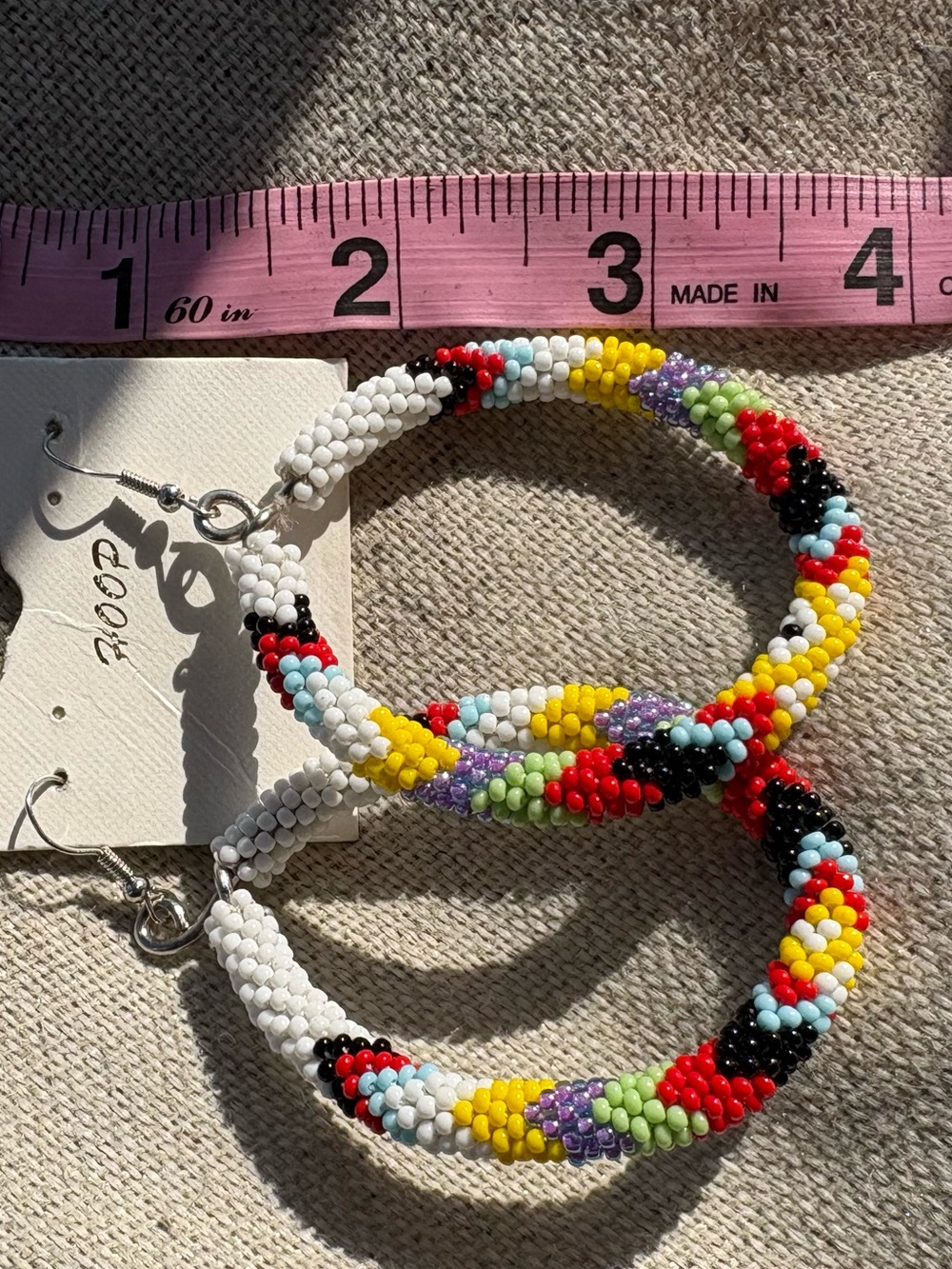 Colorful Seed Bead Hoop Earrings - Multicolor